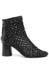 Elena Iachi High Heels Ankle Boots In Black Leather In Schwarz