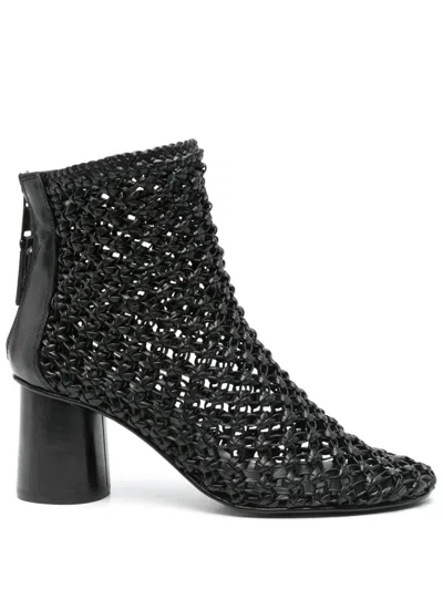 ELENA IACHI 70MM WOVEN LEATHER BOOTS