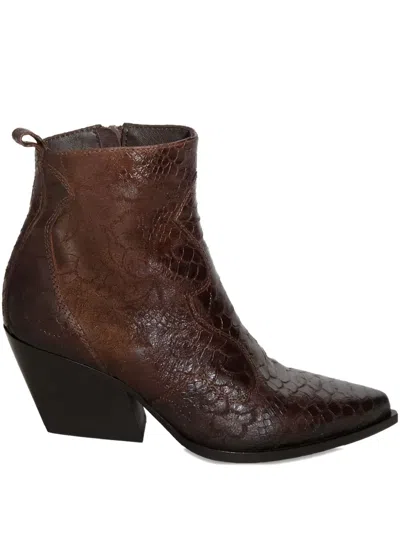 Elena Iachi 75mm Embossed Heeled Boots In Brown