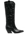 Elena Iachi 80mm Leather Texan Boots In Black