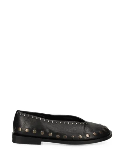 Elena Iachi Althea Studded-embellishment Leather Ballet Flats In Black