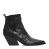 Elena Iachi Ankle Boots With Black Python Print And Intricate Embroidery In Black
