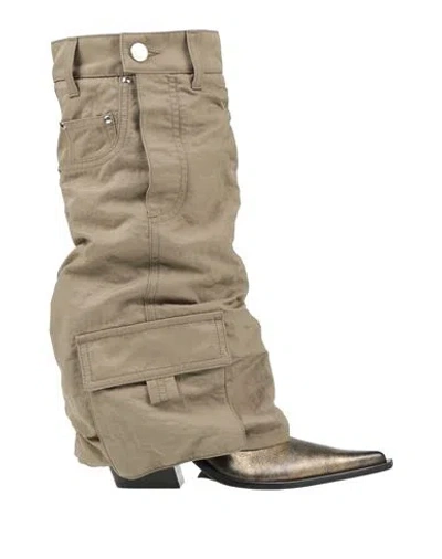Elena Iachi Araia Woman Boot Khaki Size 8 Textile Fibers, Leather In Neutral
