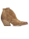 Elena Iachi Texan Ankle Boots In Camel Suede In Beige