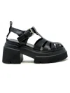 Elena Iachi Black Leather Flat Sandals In Black