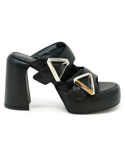 Elena Iachi Black Leather Sandals