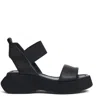 Elena Iachi Black Leather Wedge Sandal In Black