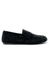 Elena Iachi Black Leather/glitter Loafer In Black