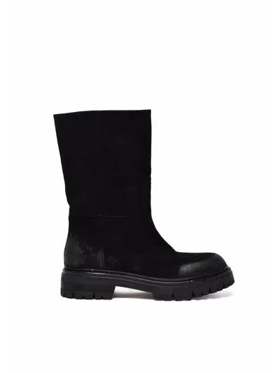 Elena Iachi Brown Suede Block-heel Ankle Boots In Black
