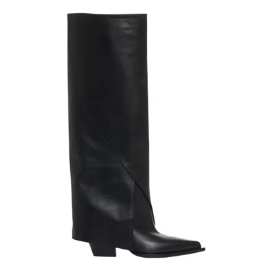 Elena Iachi 80mm Leather Boots In Black