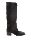 Elena Iachi Ebony Suede Zip-up Boot In Brown