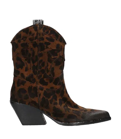 Elena Iachi Boots Spotted In Animal Print