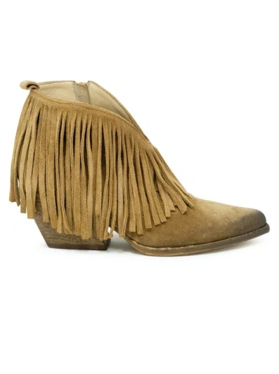 Elena Iachi Brown Suede Ankle Boots In Dove-grey