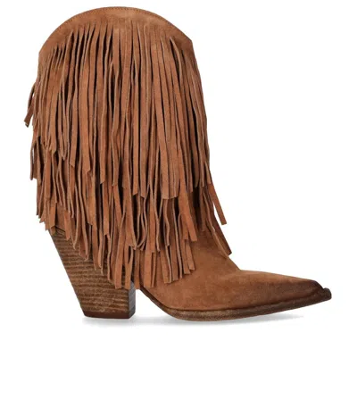 Elena Iachi Brown Texan Boot With Fringes
