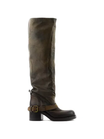Elena Iachi Kniehohe Stiefel Mit Schnallenriemen In Brown