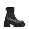 Elena Iachi Chunky Black Stretch Leather Ankle Boots With Rubber Sole In Black