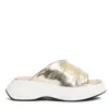 Elena Iachi Ciabatta Zeppa In Pelle Platino In Gold