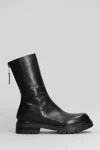 Elena Iachi Combat Boots In Black Leather In Black