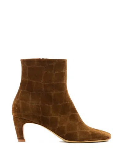 Elena Iachi Croc-effect Ankle Boots In Brown