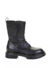 Elena Iachi Black Leather Biker Boot With Laces In Black