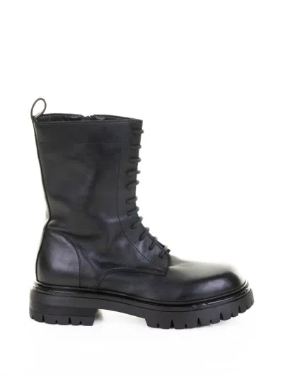 ELENA IACHI ELENA IACHI ELENA IACHI BLACK LEATHER BIKER BOOT WITH LACES