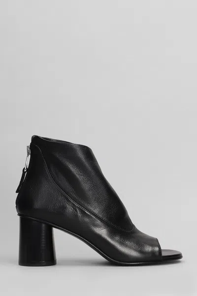 ELENA IACHI HIGH HEELS ANKLE BOOTS IN BLACK LEATHER