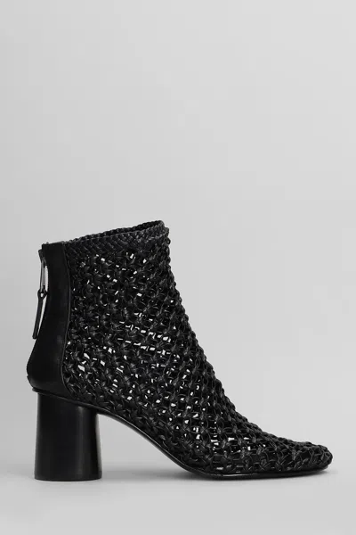 Elena Iachi High Heels Ankle Boots In Black Leather In Schwarz