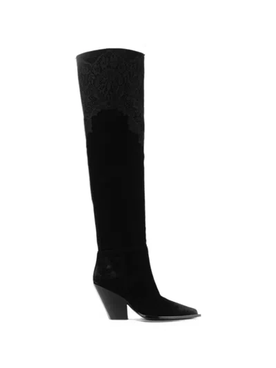 Elena Iachi Lace-panelled Western Boots In Multi