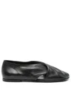Elena Iachi Ballet Flats In Black Leather In Schwarz