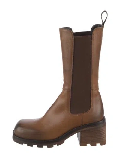 Pre-owned Elena Iachi Leather Chelsea Boots In Brown