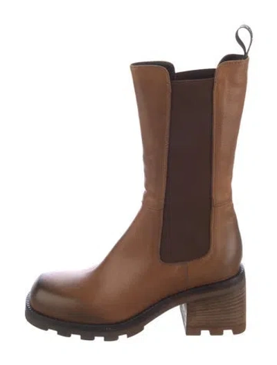 Pre-owned Elena Iachi Leather Chelsea Boots In Brown