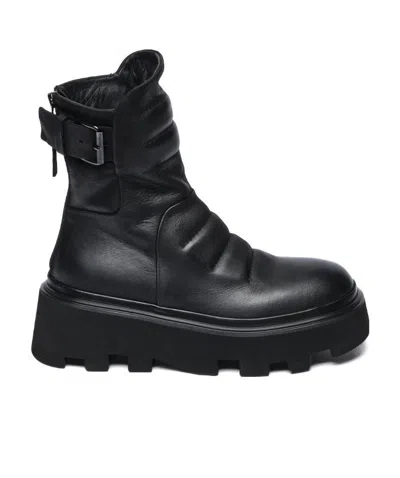Elena Iachi Leather Clasp Boots In Black