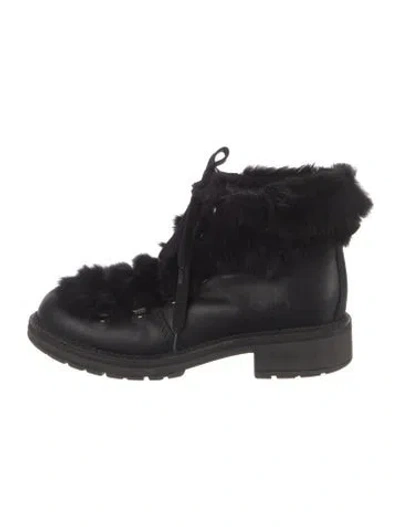 Pre-owned Elena Iachi Leather Combat Boots In Black