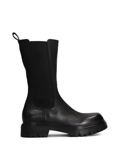 Elena Iachi Leather Combat Boots In Black