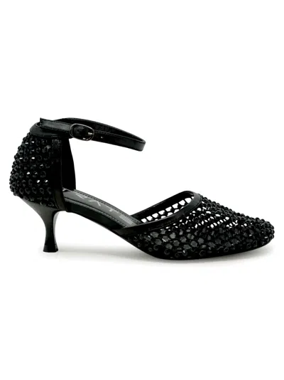 Elena Iachi Leather/glitter Sandals In Black