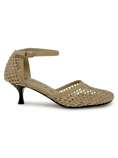 Elena Iachi Leather/glitter Sandals In Brown