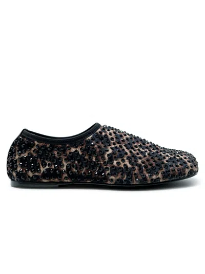 Elena Iachi Leopard Leather/glitter Shoes In Brown