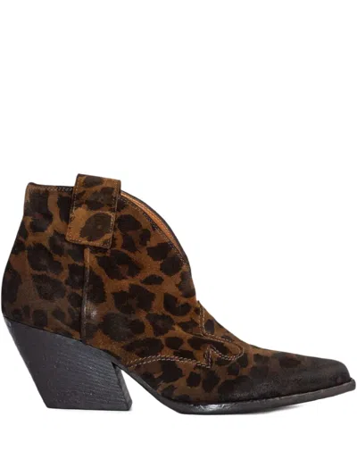 Elena Iachi Leopard-print Pointed-toe Boots In Brown