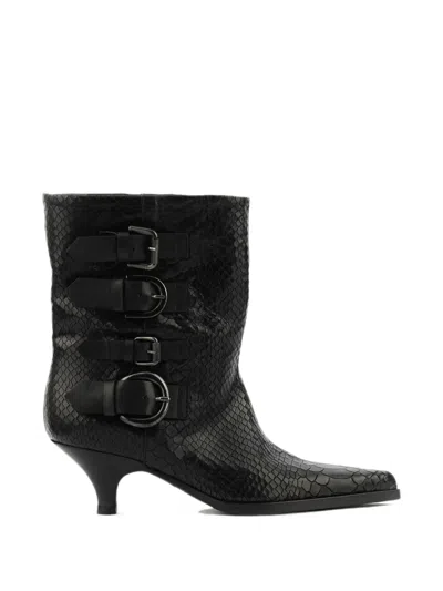Elena Iachi Stiefeletten Mit Schlangen-print In Black