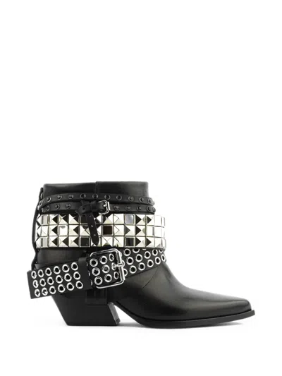 Elena Iachi Petra Bikerstiefel Mit Nieten In Animal Print