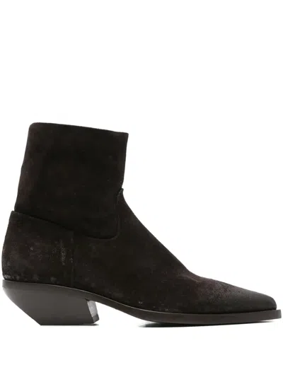 Elena Iachi Pointed-toe Suede Ankle Boots In Brown