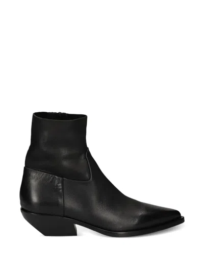 Elena Iachi Pointed-toe Leather Boots In Black
