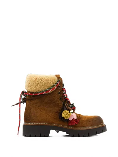 Elena Iachi Schnürstiefel Mit Pompon In Green