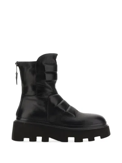 Elena Iachi Chunky Black Leather Boot In Multi