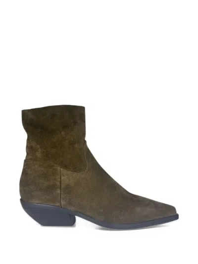 Elena Iachi Shilla Suede Ankle Boots In Green