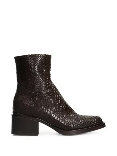 Elena Iachi Snakeskin-effect Ankle Boots In Brown