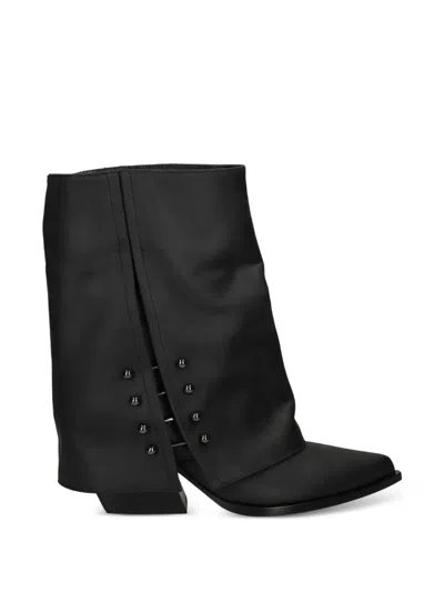Elena Iachi Stud-embellished Pointed-toe Boots In Black