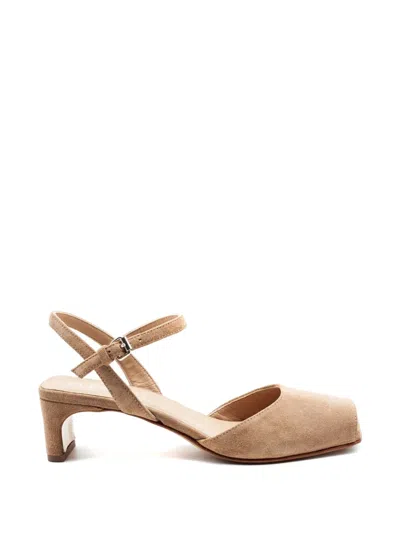 Elena Iachi Suede Ankle-strap Sandals In Neutral