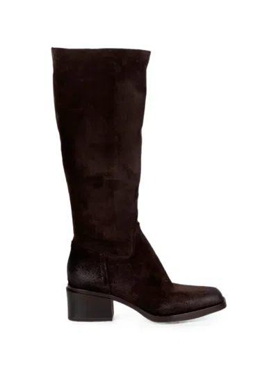 Elena Iachi Suede Knee-high Boots In Black