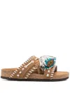 Elena Iachi Suede Tan Slippers